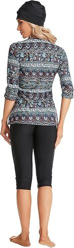 NadamuSun Wzorzysty Strój Kąpielowy dla Kobiet z Rękawem 3/4, 4XL na Arena.pl