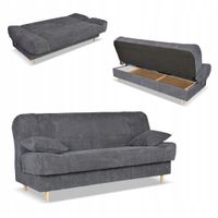 Kanapa sofa Belito rozkładana pojemnik f spania BONELL ciemno szara sztruks