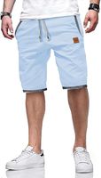 Spodenki męskie szorty bawełna len sportowe na lato niebieskie rozm. M
