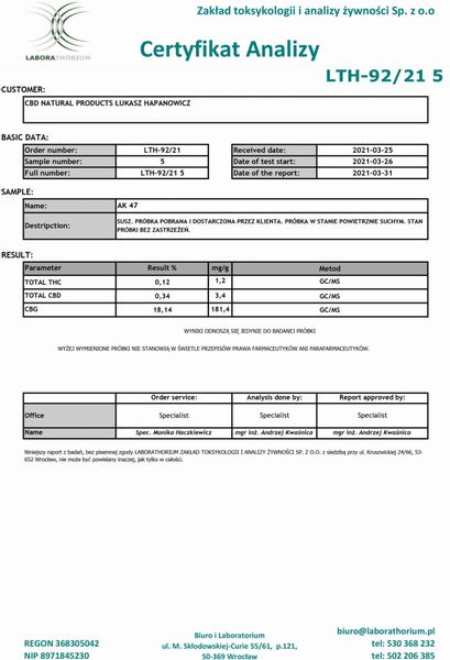 Susz konopny CBD | CBG | AK 47 5 g zdjęcie 6