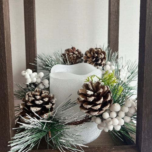 Lampion Drewniany Świąteczny Latarenka Ze Świecą Znicz TIMER 32cm na Arena.pl