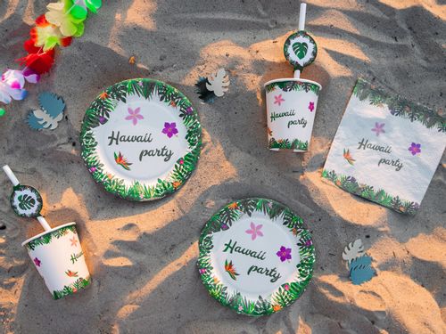 Talerzyki papierowe hawajskie Hawaii Party, 18 cm 6 szt. na Arena.pl