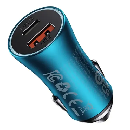 ładowarka samochodowa baseus golden contactor max, usb + usb-c, 60w na Arena.pl