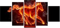70CM 150CM OBRAZ 5 ELEM OGNISTY KOŃ ŚCIENNY