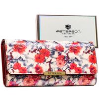 PETERSON portfel damski eko skórzany elegancki P236 z kwiatami