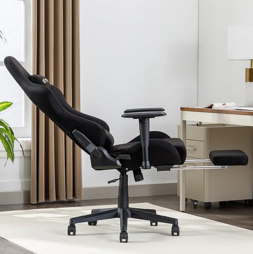 Krzesło gamingowe Symino czarne z podnóżkiem na Arena.pl