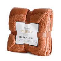 Koc flano 170x210 cm baranek TEDY ceglasty miękki i ciepły stylowy