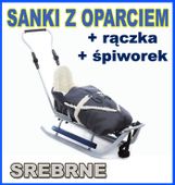 PICCOLINO SREBRNE Sanki z raczka SPIWOREK OPARCIE