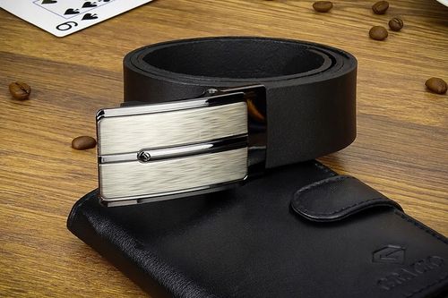 Klasyczny Czarny Męski pasek SKÓRZANY CZARNY 120cm na Arena.pl