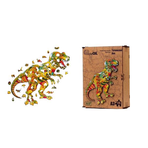Puzzle Drewniane Układanka Tyranozaur Dinozaur Kolorowy Ozdoba Pua3-00718 zdjęcie 3