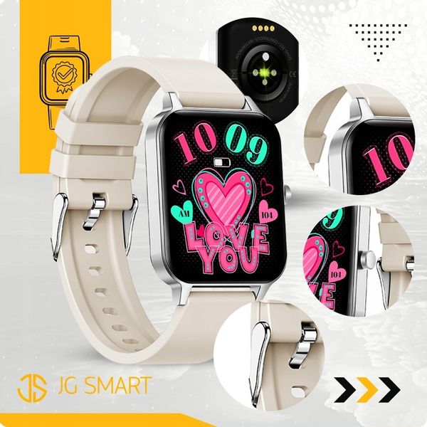 SMARTWATCH ZEGAREK DAMSKI ROZMOWY MENU PL PULS SMART WATCH SREBRNY 2 PASKI zdjęcie 4