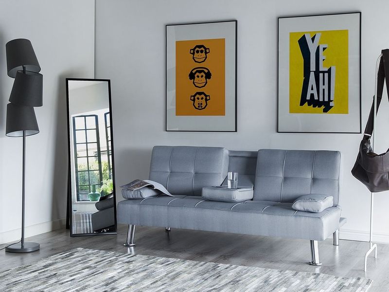 Sofa rozkładana jasnoszara ROXEN zdjęcie 2
