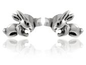 DELIKATNE OKSYDOWANE SREBRNE KOLCZYKI WKRĘTKI KRÓLIKI KRÓLICZKI RABBITS