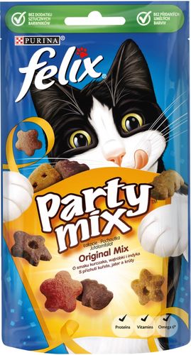 PURINA FELIX PARTY MIX ORIGINAL MIX O SMAKU KURCZAKA WĄTRÓBKI I INDYKA 60 G na Arena.pl