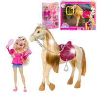 BARBIE ZESTAW LALKA MALIBU BESTIES + INTERAKTYWNY KOŃ TORNADO HYC21 HXJ42