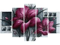 70 100CM OBRAZ 5 ELEM MAKOWY DUET DRUK PŁÓTNO