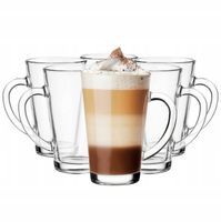 Szklanki z uchem Iwo GLASMARK zestaw 6szt szklany kubek kawę 300ml