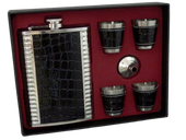 Piersiówka Srebrna na Prezent + Kieliszki Gentelo