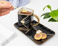 Kubek ceramiczny TOREBKA CZARNY prezent Dzień Kobiet Dzień Matki Dla Niej