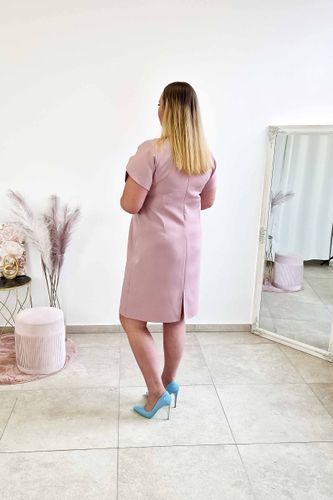 Prosta Sukienka Midi z Motylkowymi Rękawkami Brudny Róż 40 na Arena.pl