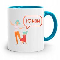 Kubek Błękitny Dla Mamy Dzień Mamy I Love Mom Z Nadrukiem Ze Zdjęciem