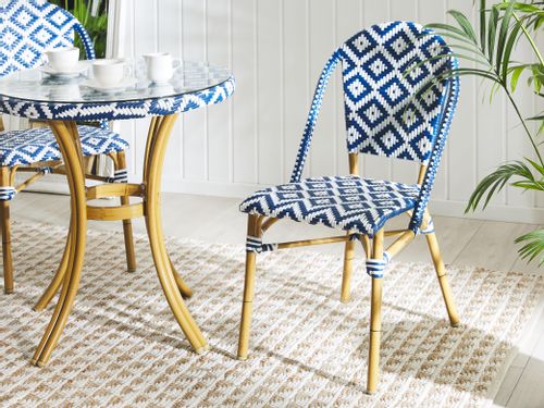 Zestaw ogrodowy stół i 4 krzesła wzór niebiesko-biały RIFREDDO na Arena.pl