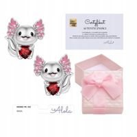 KOLCZYKI SREBRNE AKSOLOTL DLA DZIEWCZYNKI DZIECI SERCE WODNY SMOK PREZENT