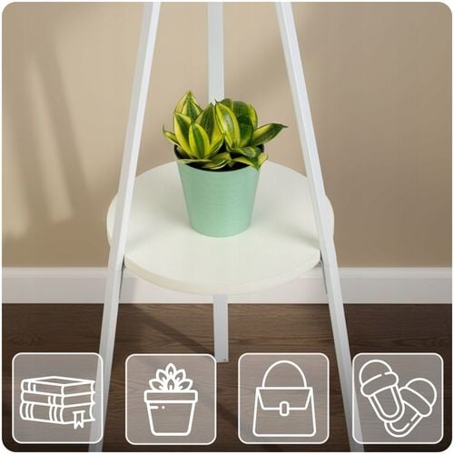 WIESZAK NA ODZIEŻ UBRANIA KURTKI STOJĄCY PODŁOGOWY PÓŁKA BIAŁY STOJAK na Arena.pl