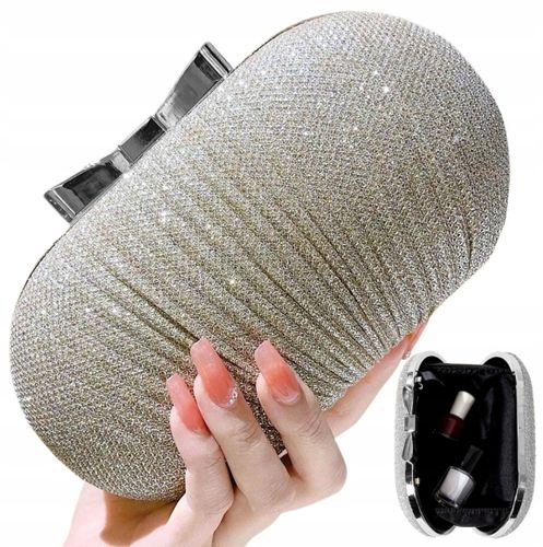 Srebrna Torebka Wieczorowa Kopertówka Wizytowa na Arena.pl