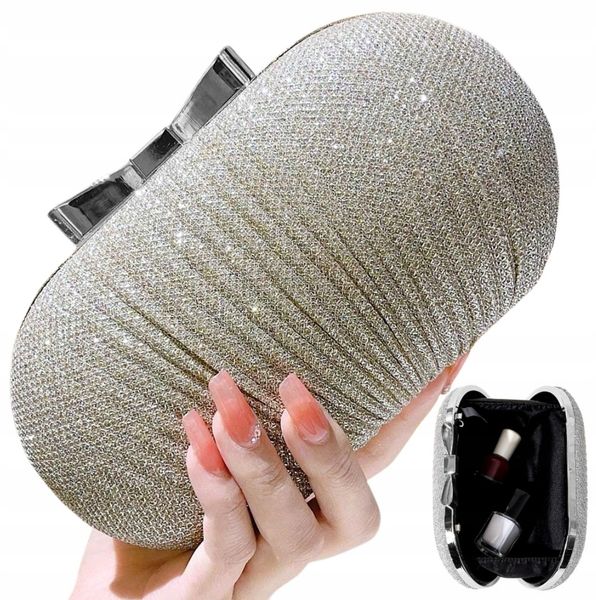 Srebrna Torebka Wieczorowa Kopertówka Wizytowa zdjęcie 6