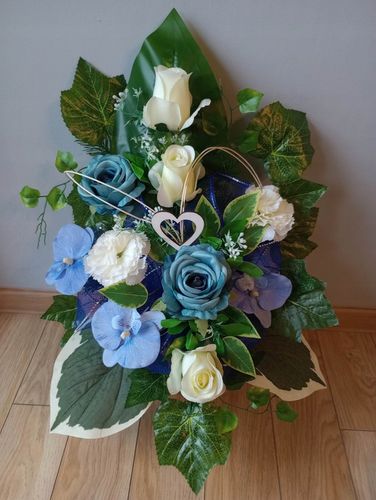 Stroik na cmentarz GRÓB kompozycja KOMPLET SERCE na Arena.pl