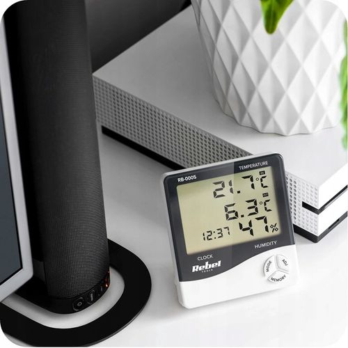 Stacja pogodowa bezprzewodowa na baterie termometr zegar Rebel na Arena.pl