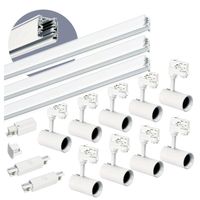 Zestaw szynowy 3 fazowy szyna 1m+1m+1m, 9x Lampa, łącznik prosty BIAŁY