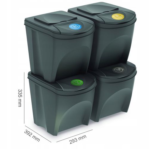 KOSZE POJEMNIKI SEGREGACJA ŚMIECI 4X25L SZARY KAMIENNY na Arena.pl