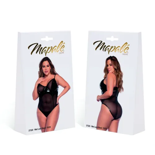 mapale bodysuit 3/4x wet black - elegancki model winylowy plus size na Arena.pl