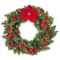 STROIK ŚWIĄTECZNY BOŻONARODZENIOWY LED WIANEK DEKORACYJNY NA DRZWI 45CM