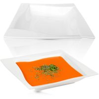 TALERZ OBIADOWY GŁĘBOKI KWADRATOWY 20,5CM VIVA PORCELANOWY DO ZUPY MAKARONU