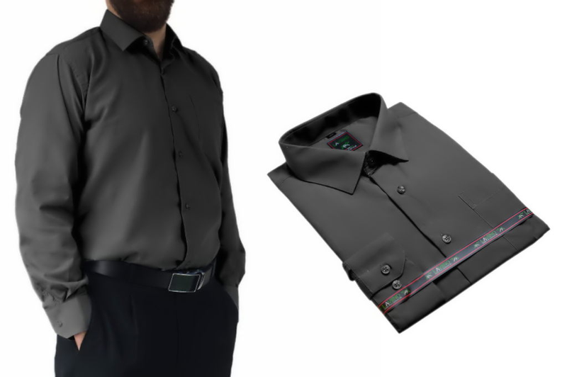 Elegancka koszula męska grafitowa gładka 38/39 - S zdjęcie 1