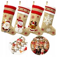 SKARPETY ŚWIĄTECZNE NA PREZENTY Zestaw 4 szt Na kominek OZDOBA DEKORACJA