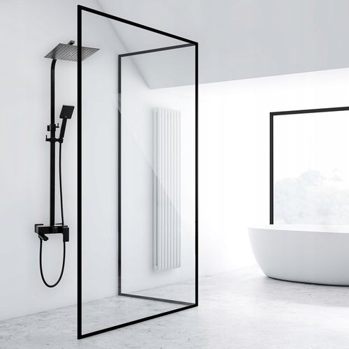 Zestaw prysznicowy natynkowy Bateria kolumna Mikka CZARNY MAT na Arena.pl