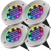 LAMPKI SOLARNE NAJAZDOWE LAMPY OGRODOWE RGB DISC 4