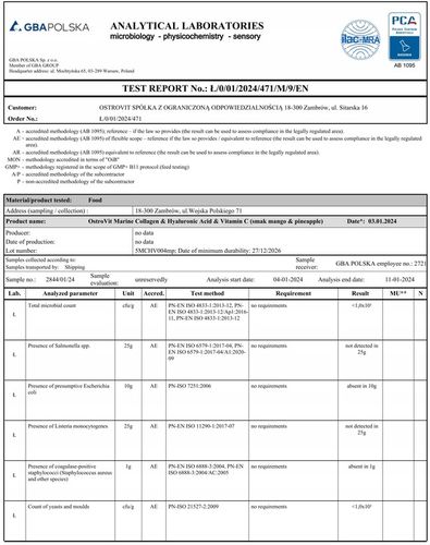 OstroVit Kolagen Morski RYBI TYP I Kwas Hialuronowy Witamina C 500 g na Arena.pl