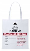 Dla Elektryka Na Prezent Torba Eco Biała Shopper Z Nadrukiem Ze Zdjęciem