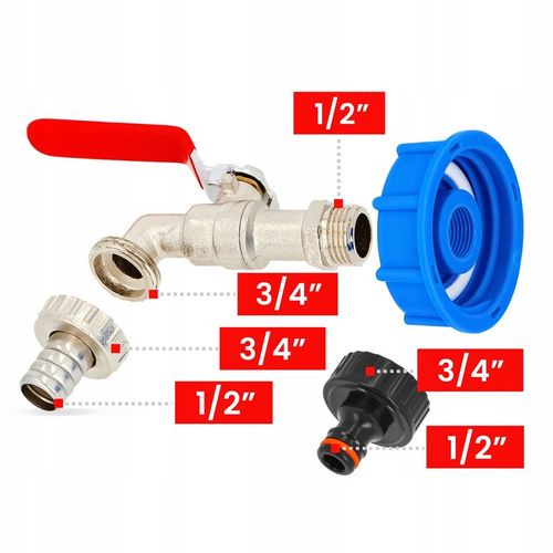 ZAWÓR CZERPALNY KRAN MAUZERA ZBIORNIKA IBC 1000L 3/4x1/2 SZYBKOZŁĄCZE na Arena.pl