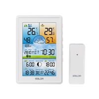 Stacja pogodowa termometr higrometr zegar fazy księżyca kalendarz  biała