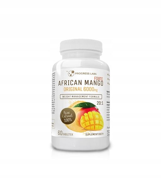 PROGRESS AFRICAN MANGO FORTE 600MG 20:1 60 T HAMUJE APETYT SPALACZ TŁUSZCZU zdjęcie 1