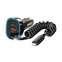ŁADOWARKA SAMOCHODOWA 30W PD CC96L 1X USB-C 1X USB Z KABLEM LIGHTNING