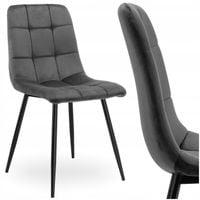 KRZESŁO WELUROWE PIKOWANE TAPICEROWANE METALOWE NOGI DO JADALNI SALONU