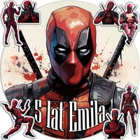 OPŁATEK NA TORT 30CM - DEAD POOL + IMIĘ + GRATIS! 24CM 26CM