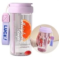 butelka na wodę z koszyczkiem i słomką 600 ml simple bd32fio